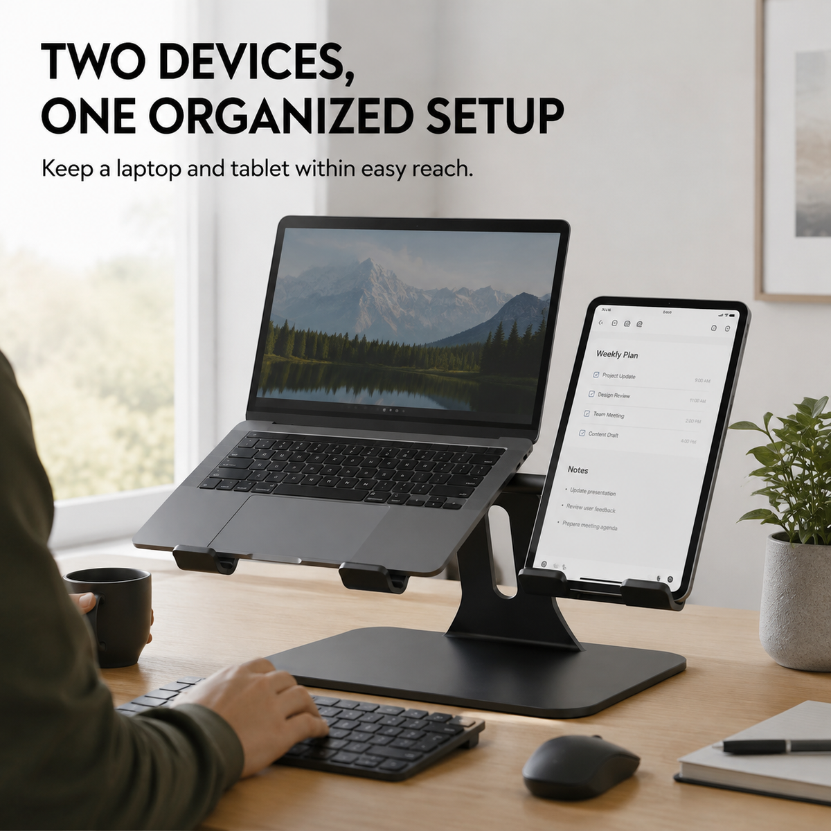DuoDock Laptop and Tablet Stand – lifestyle view