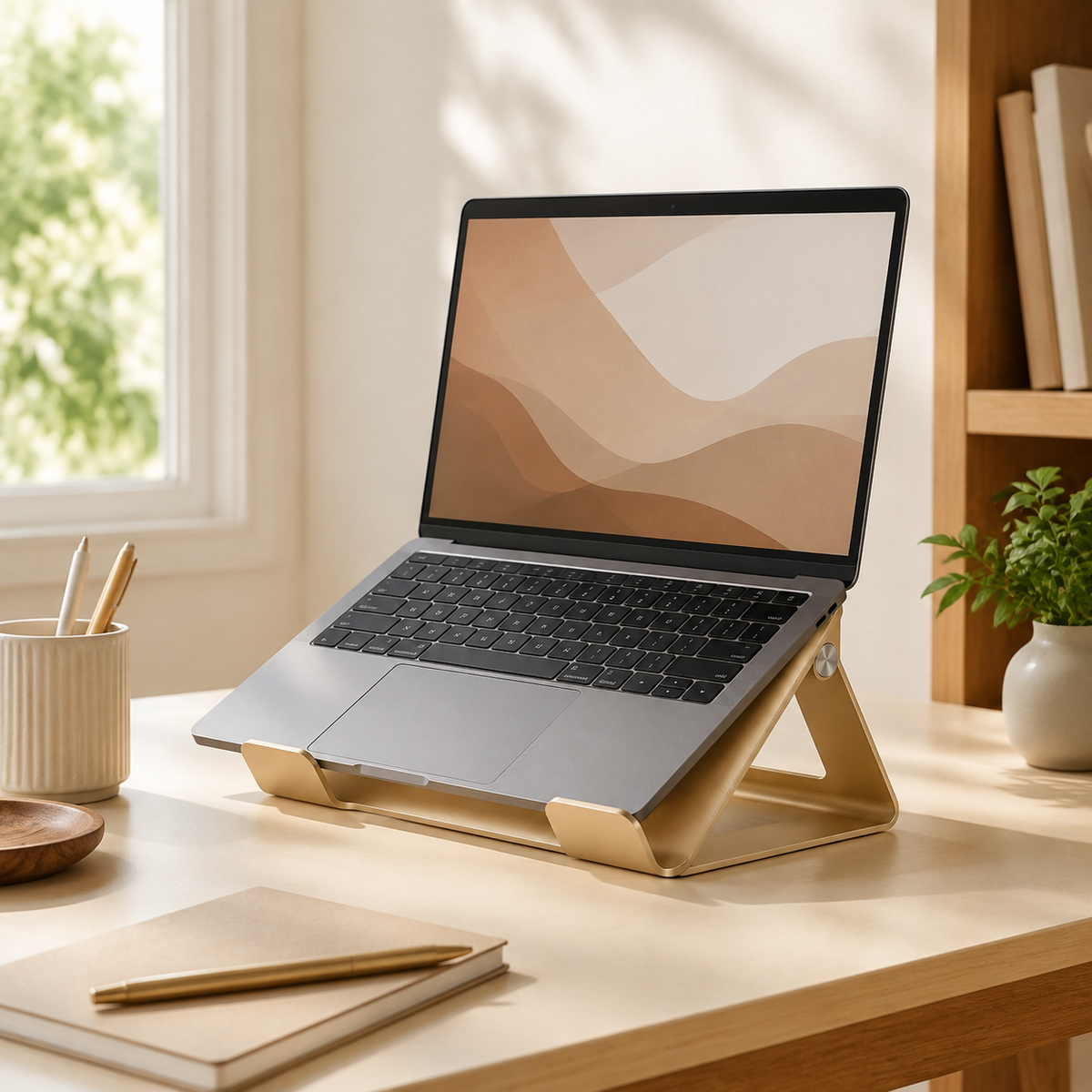 FoldRest Compact Aluminum Laptop Stand – lifestyle view