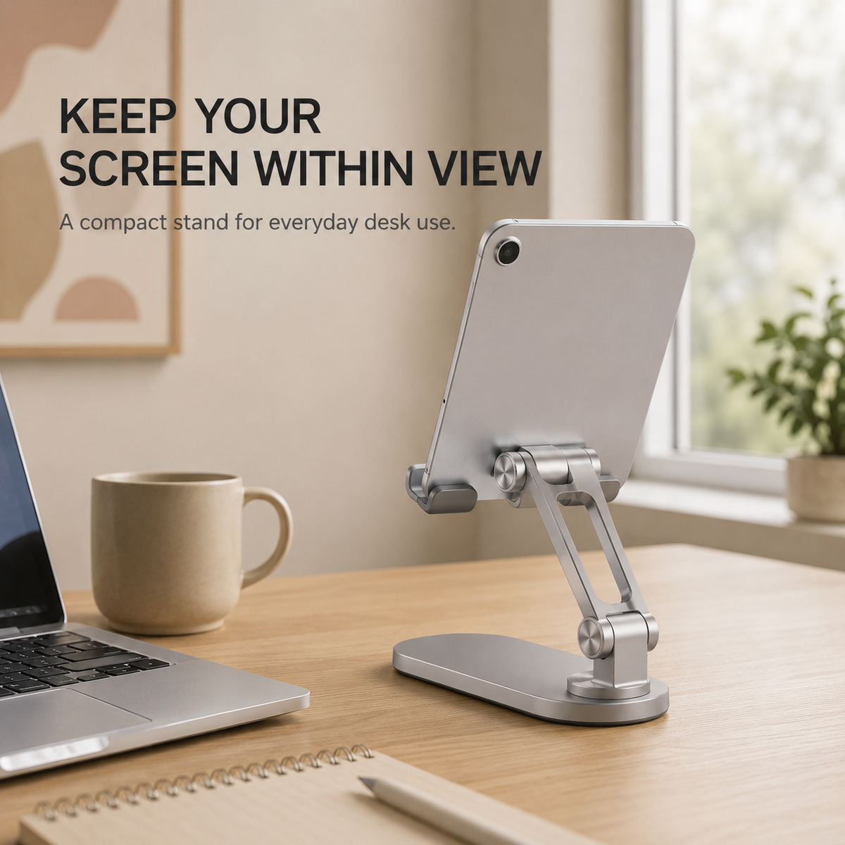 PivotBase Adjustable Phone and Tablet Stand – lifestyle view