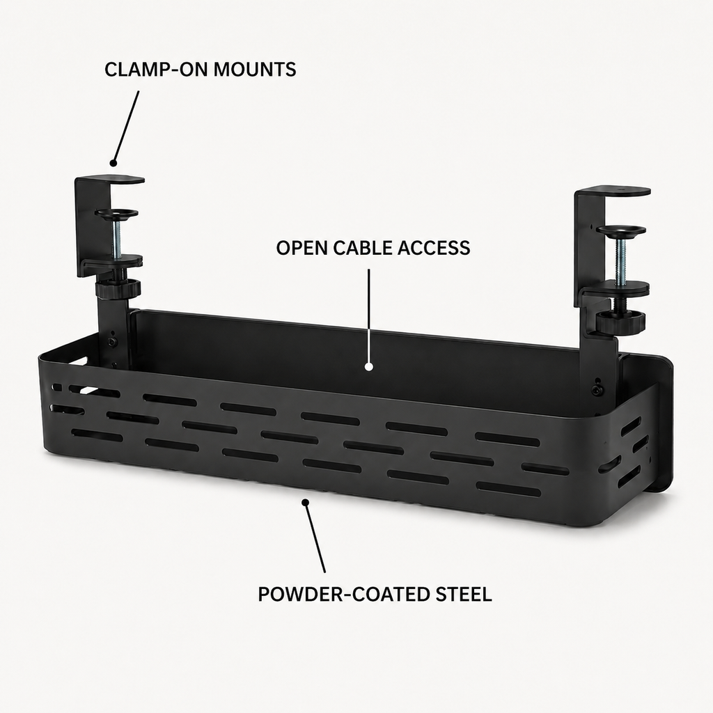 UnderRail Metal Cable Management Tray – feature view