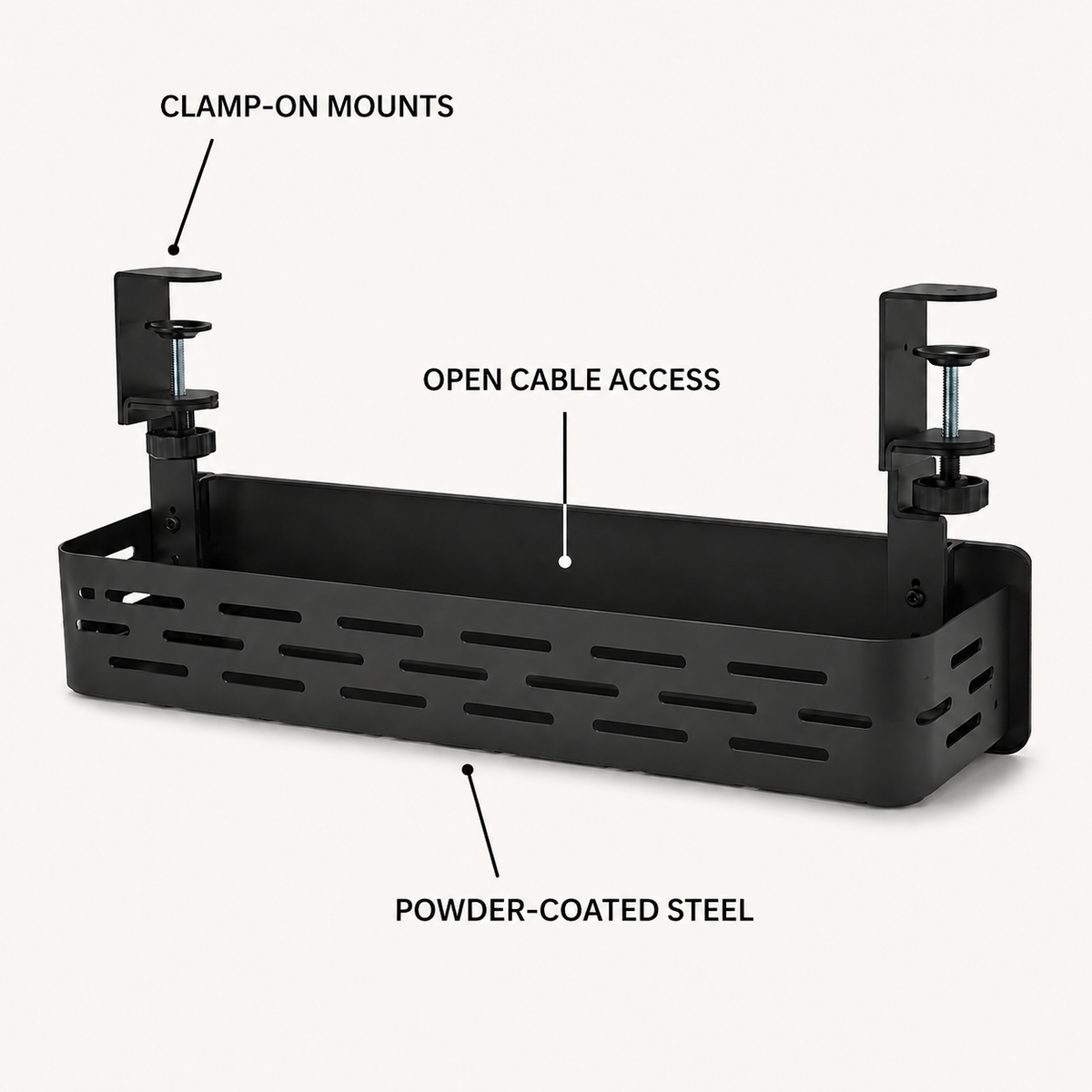 UnderRail Metal Cable Management Tray – feature view