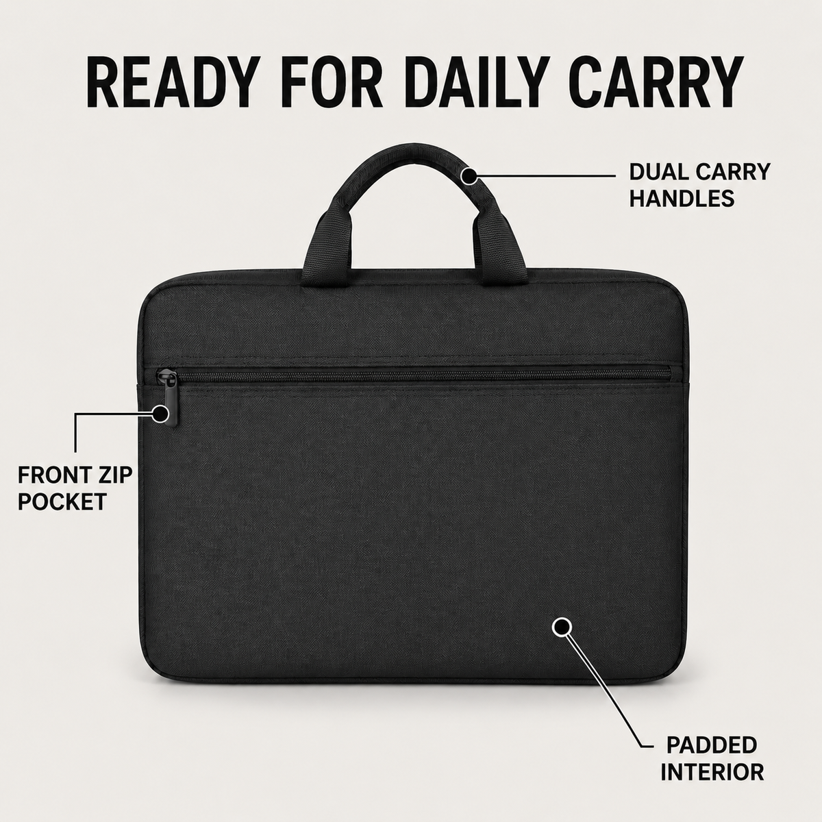 CarryShield Water-Resistant Laptop Sleeve with Carry Handles – size and fit view