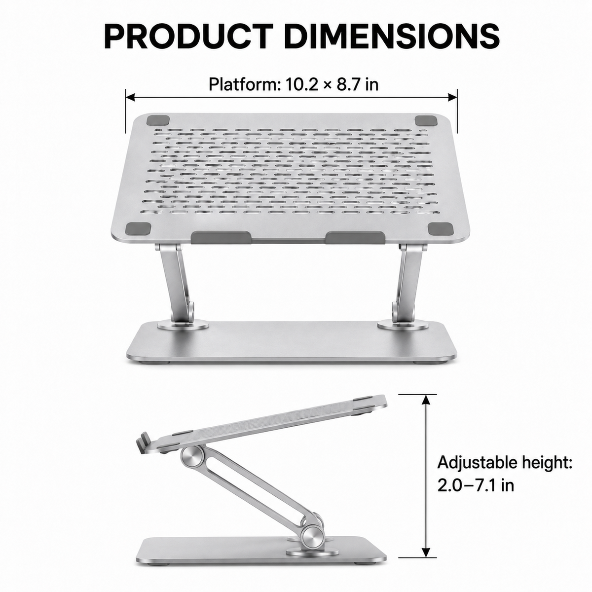 RiseVent Adjustable Ventilated Laptop Riser – size and fit view