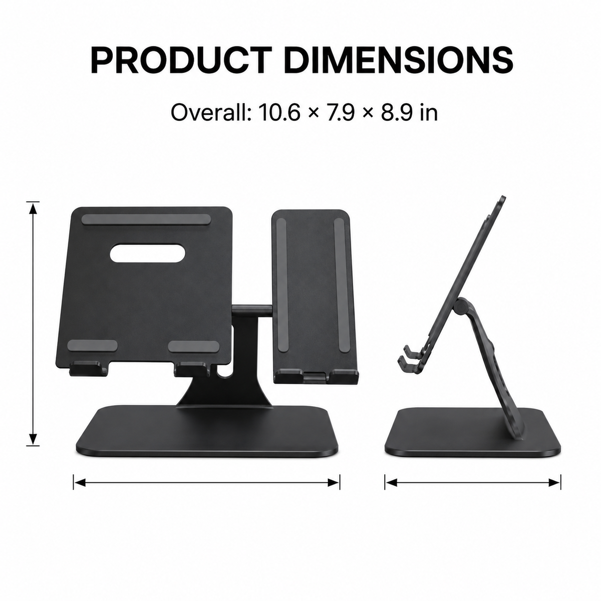 DuoDock Laptop and Tablet Stand – size and fit view