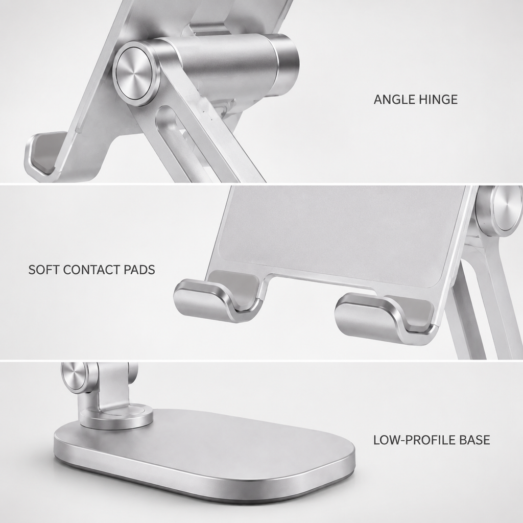 PivotBase Adjustable Phone and Tablet Stand – detail view