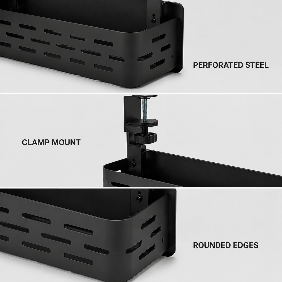 UnderRail Metal Cable Management Tray – detail view